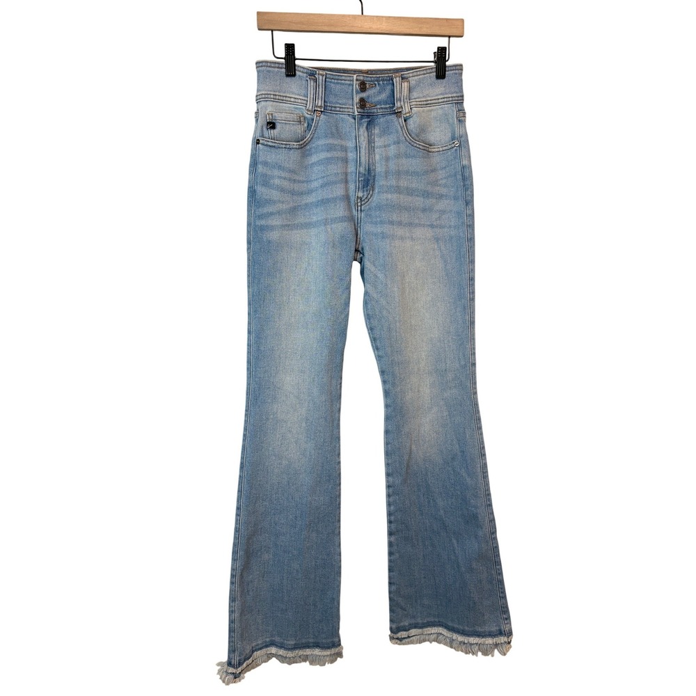 KanCan Light Wash Flare Jeans Womens 28‎ High Rise Frayed Hem